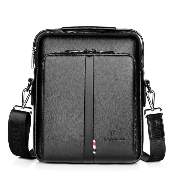 Men's Business Casual Crossbody Vertical And Portable Design Large Capacity Shoulder Leather Backpack - Image 4