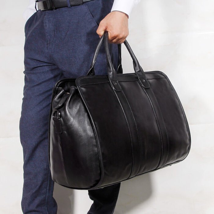 Large Capacity Genuine Leather Travel Luggage Bag Cowhide Handbag - Image 5