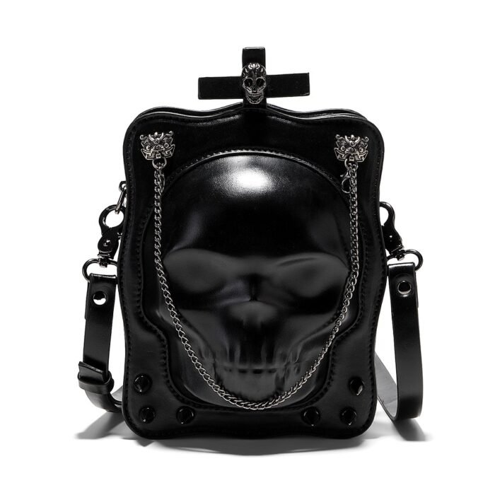 Halloween Skull Shoulder Bag Dark Gothic Crossbody Bags Women Mini Personality Square Messenger Bag - Image 6
