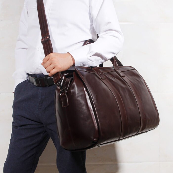 Large Capacity Genuine Leather Travel Luggage Bag Cowhide Handbag - Image 4